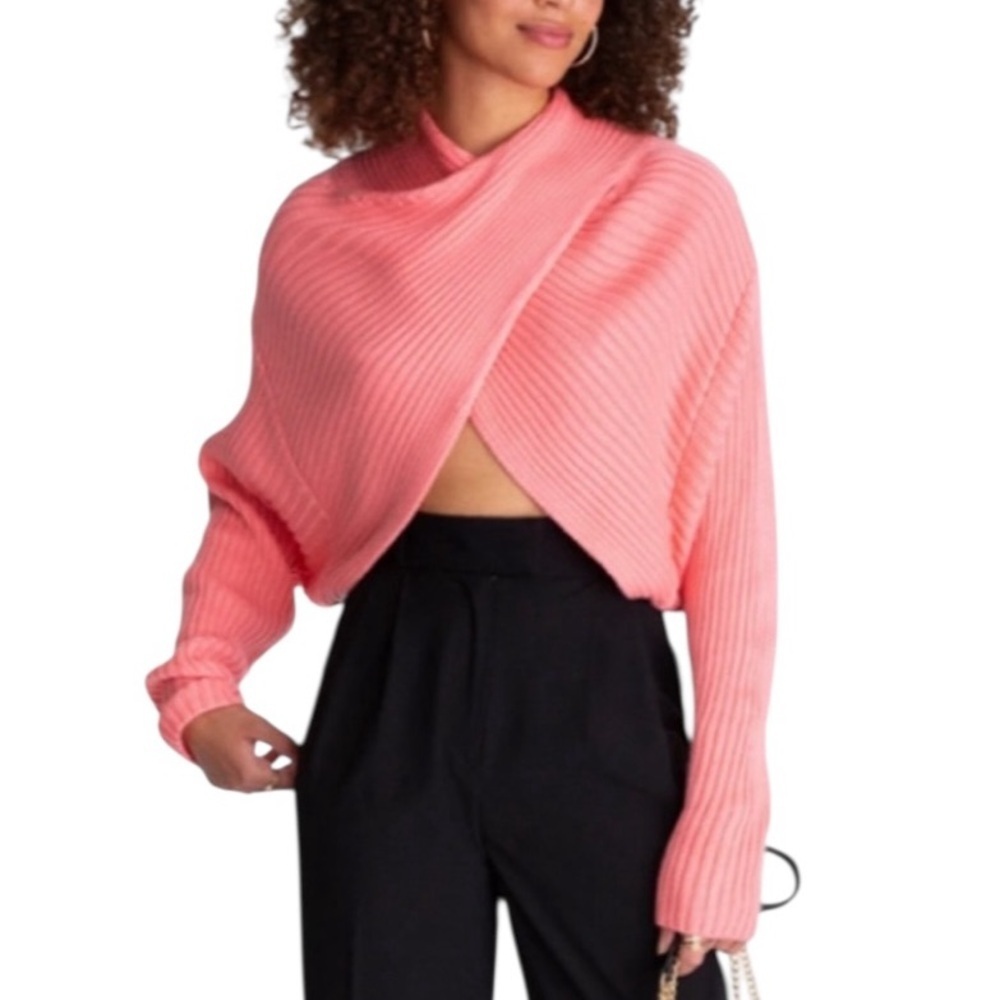525 America Coral Ribbed Twist Shrug Sweater Nwt